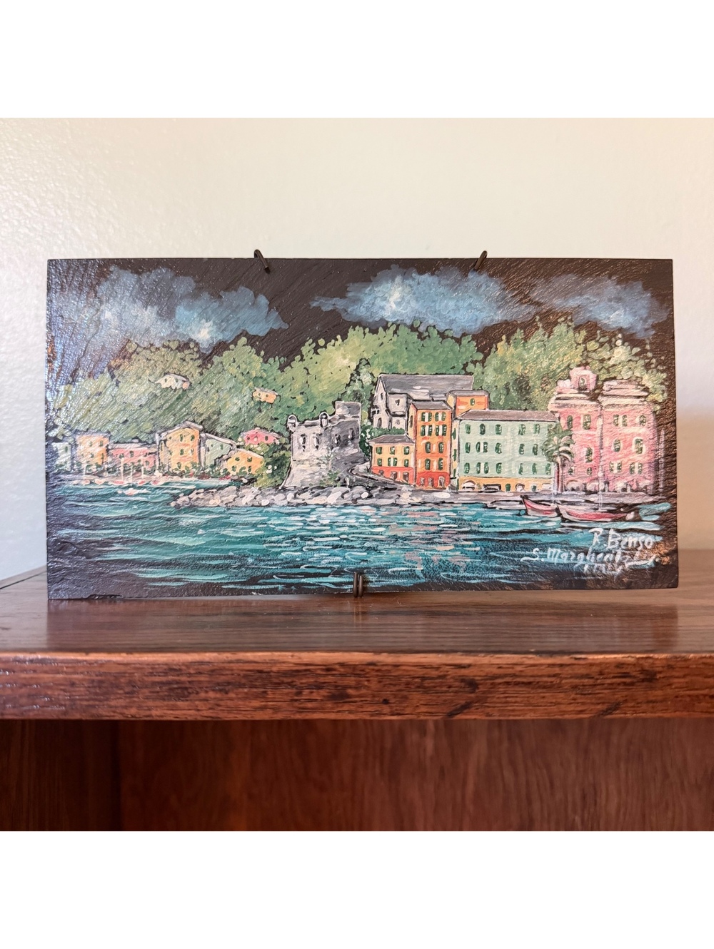 Original Slate Painting souvenir Italy signed